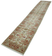 Handmade Cotton Wool Rug – Classic Beige Turkish Wool Rug, Vintage Runner 2'6'' x 13'10''