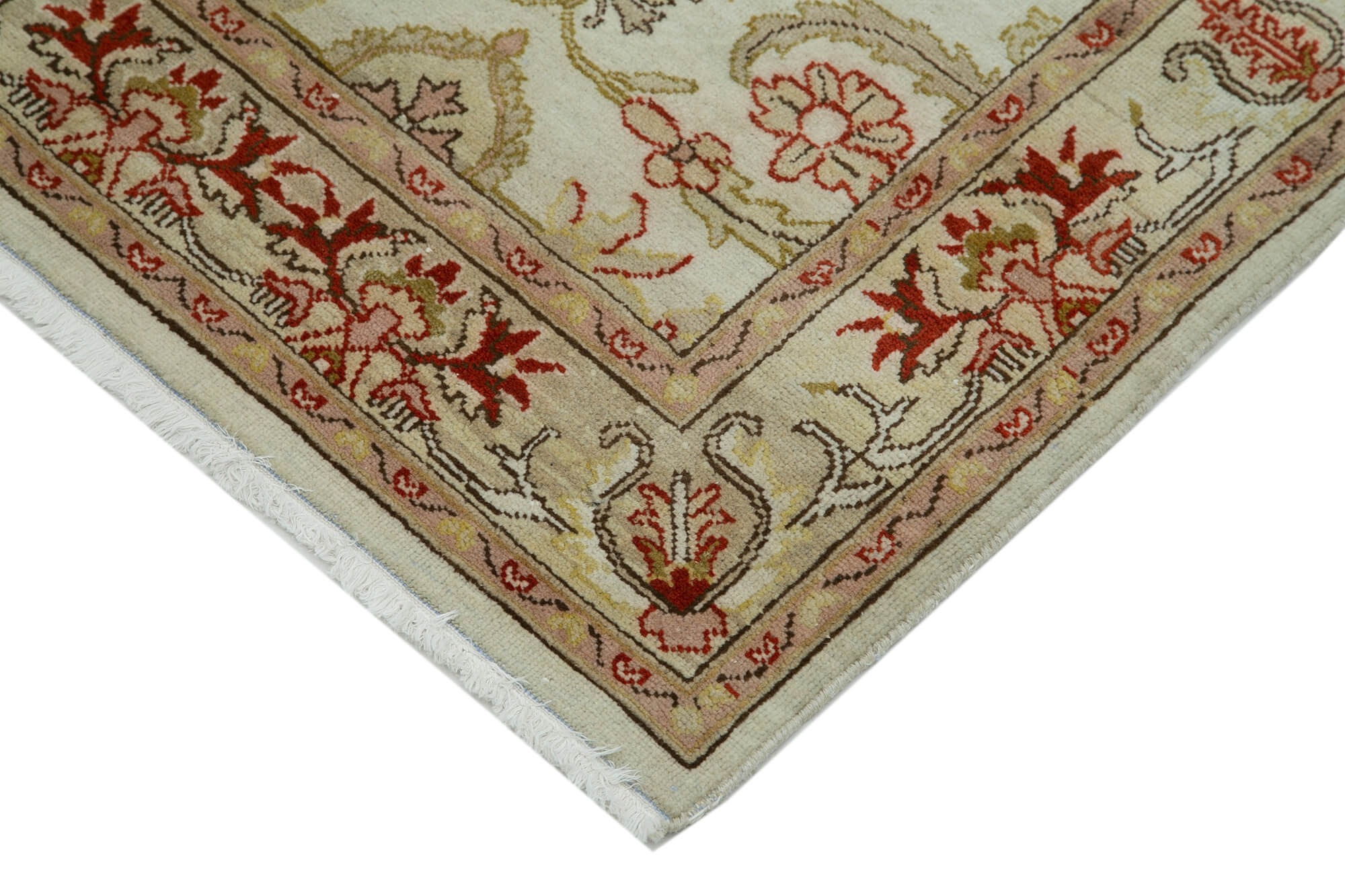 Handmade Cotton Wool Rug – Classic Beige Turkish Wool Rug, Vintage Runner 2'6'' x 13'10''
