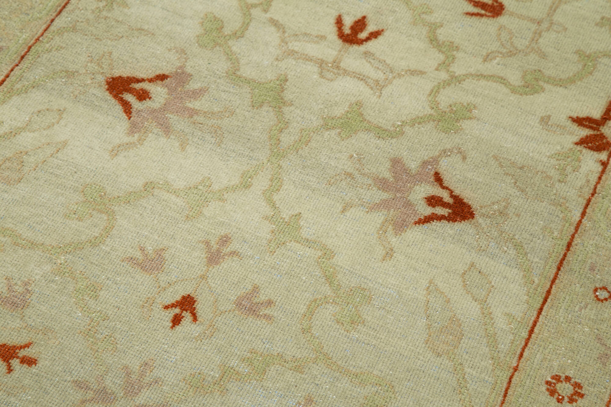 Handmade Wool Area Rug – Tebriz Beige Vintage Turkish Rug 2'7''x10'2'' Classic Cotton