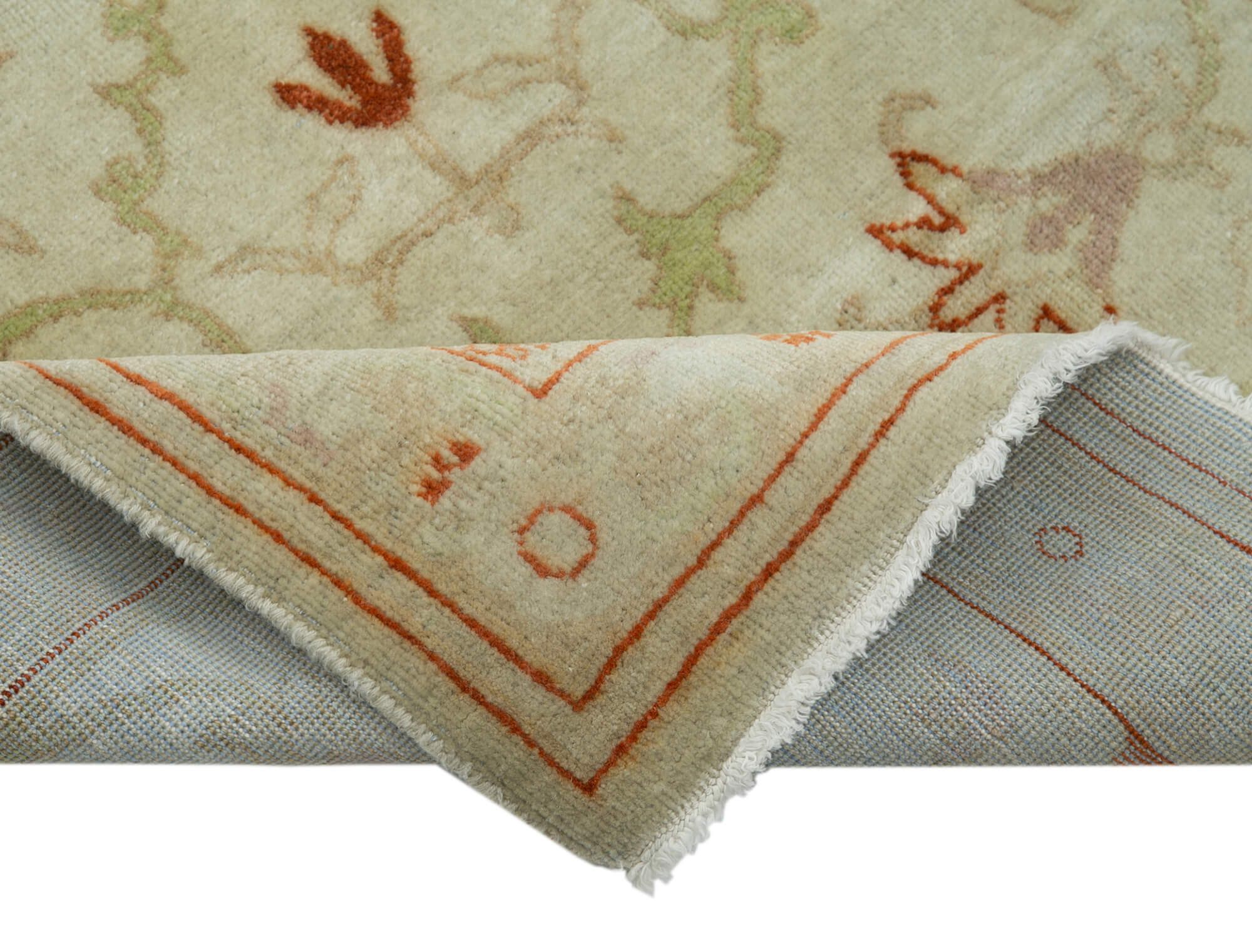 Handmade Wool Area Rug – Tebriz Beige Vintage Turkish Rug 2'7''x10'2'' Classic Cotton
