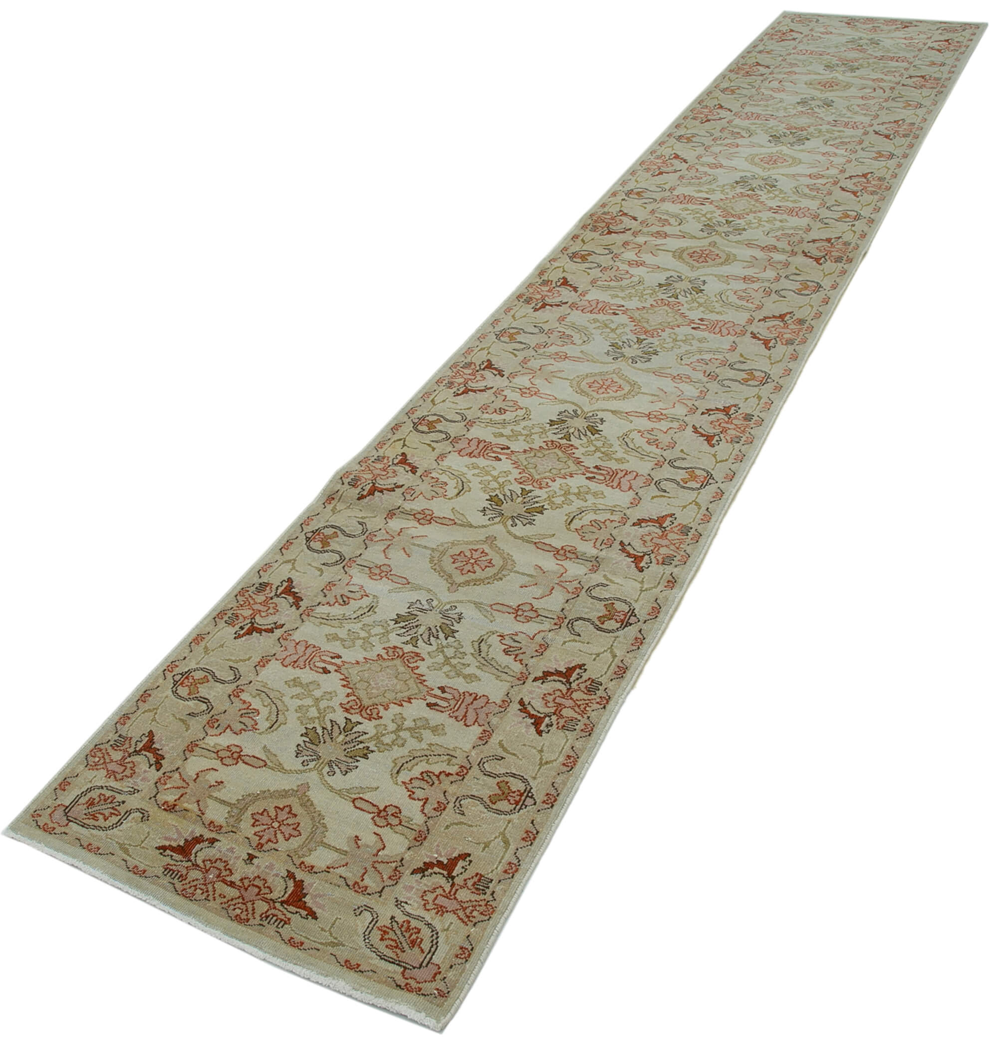 Handmade Wool Area Rug – Tebriz Beige Classic Cotton Wool Rug 2'6''x13'8''