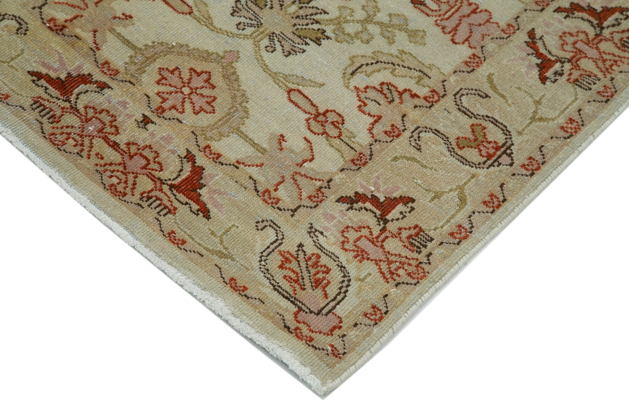 Handmade Wool Area Rug – Tebriz Beige Classic Cotton Wool Rug 2'6''x13'8''