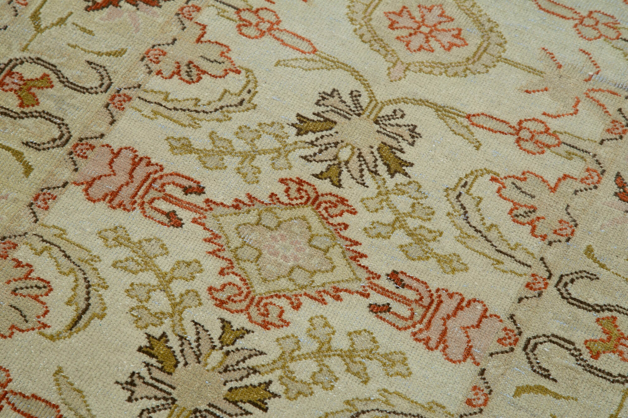 Handmade Wool Area Rug – Tebriz Beige Classic Cotton Wool Rug 2'6''x13'8''