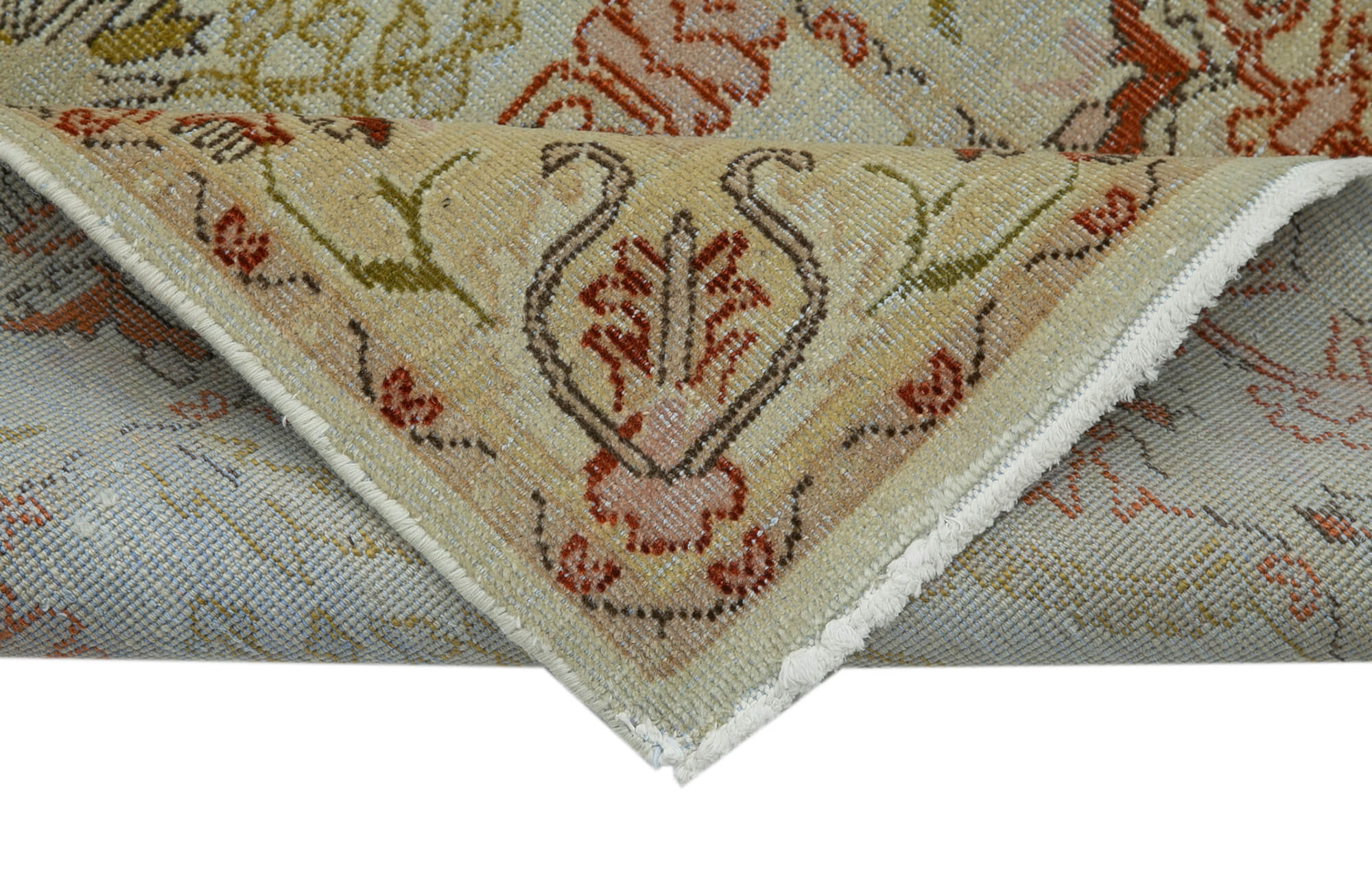 Handmade Wool Area Rug – Tebriz Beige Classic Cotton Wool Rug 2'6''x13'8''