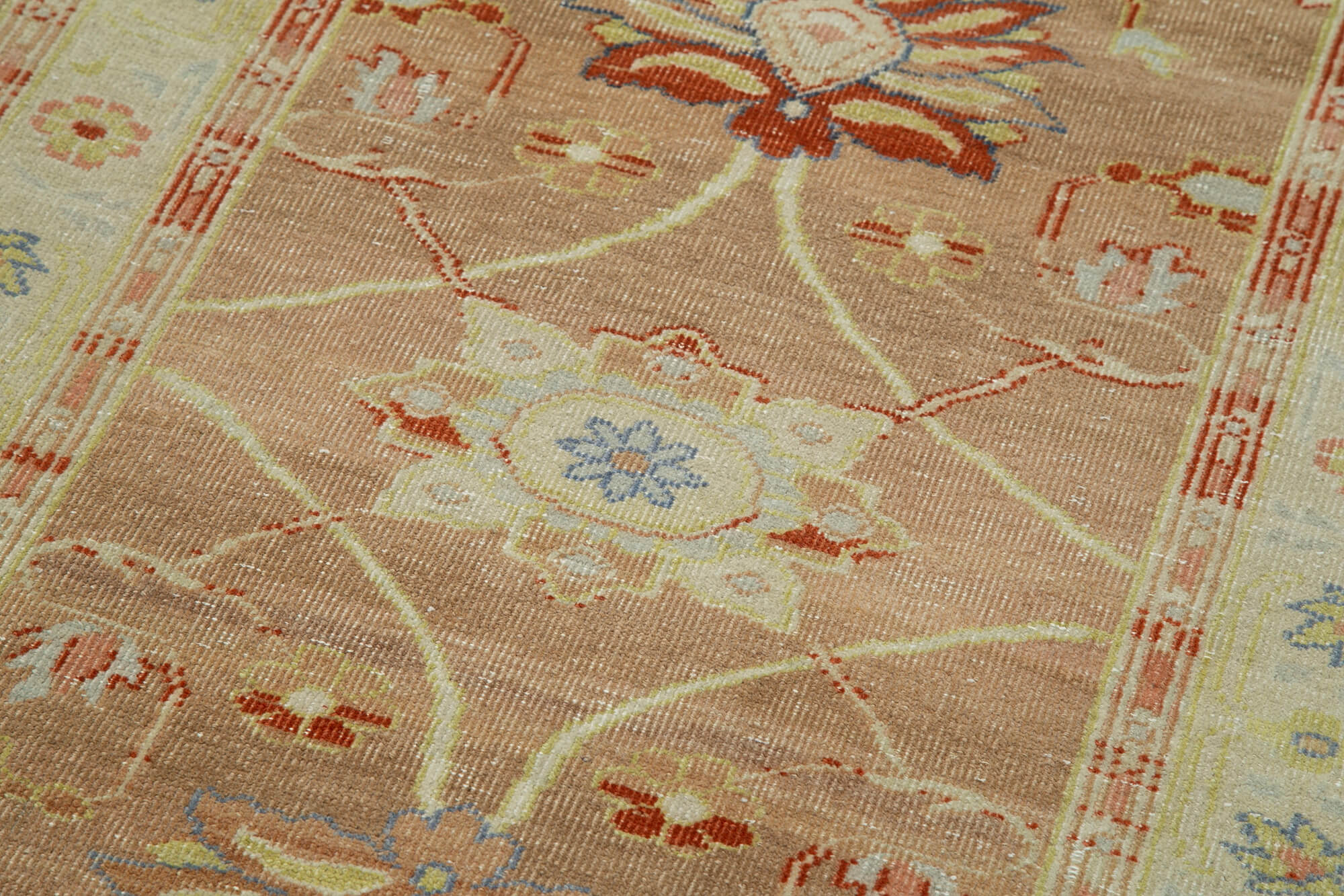 Handmade Wool Area Rug – Classic Beige Turkish Hand Knotted Carpet 2'6''x13'5''