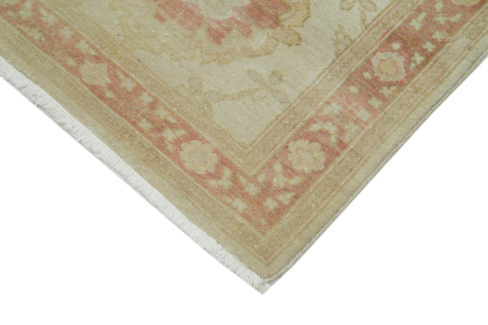 Handmade Wool Area Rug – Tebriz Classic Beige Cotton Wool Runner 2'6''x13'3''
