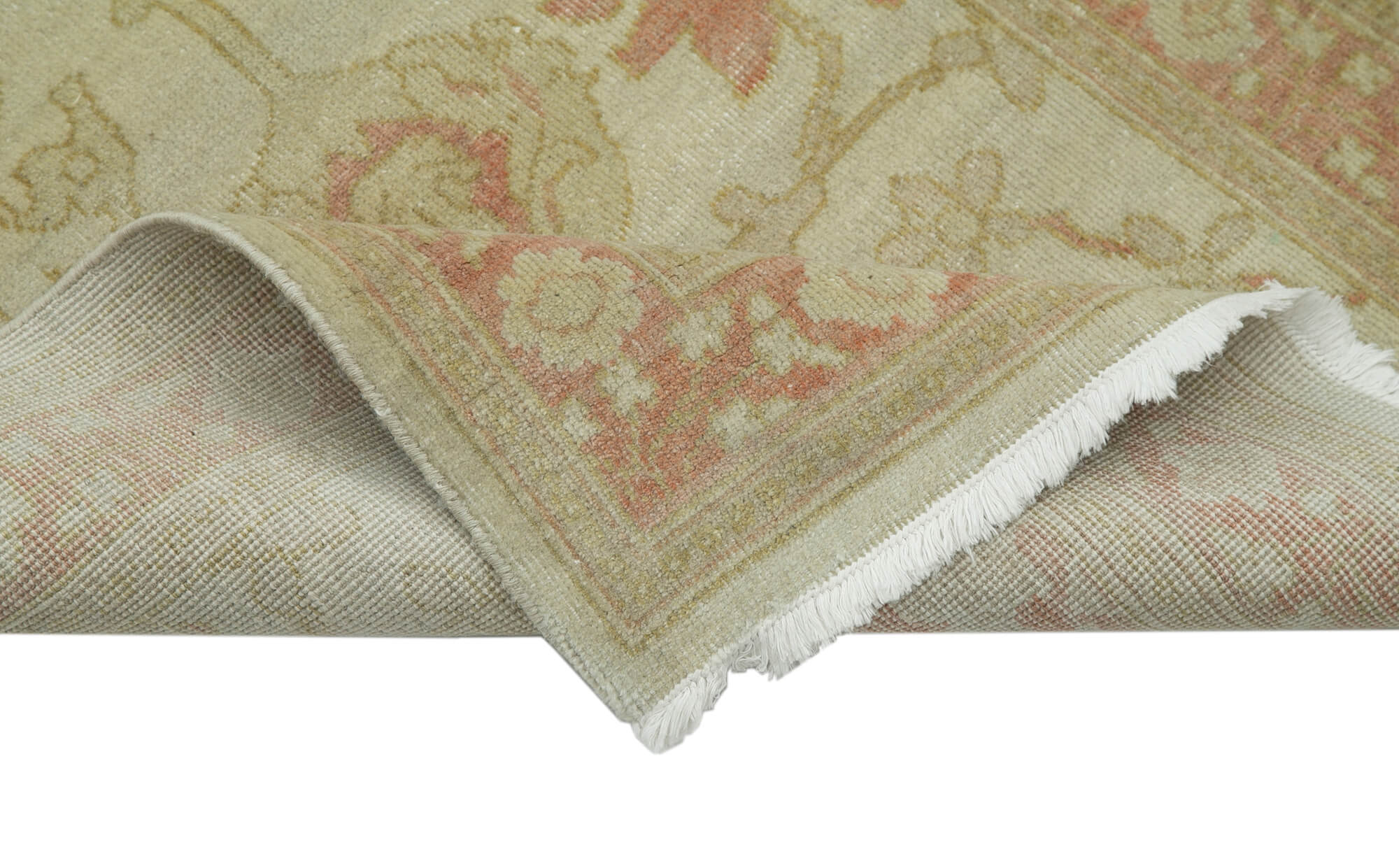 Handmade Wool Area Rug – Tebriz Classic Beige Cotton Wool Runner 2'6''x13'3''