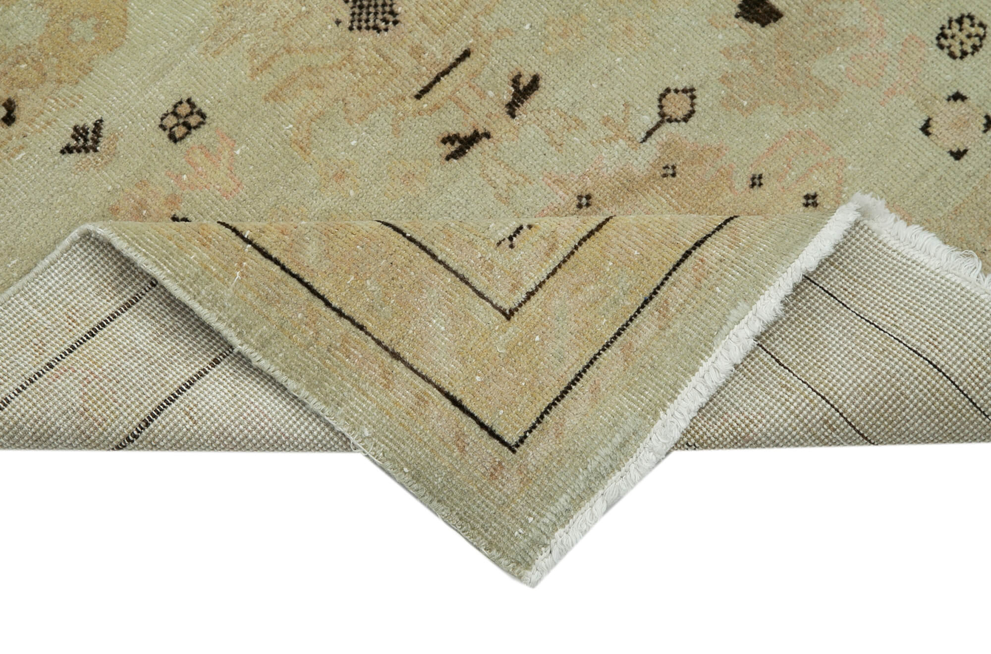 Handmade Wool Area Rug – Tebriz Beige Classic Cotton Rug 2'10''x11'11'' Durable Floor Covering