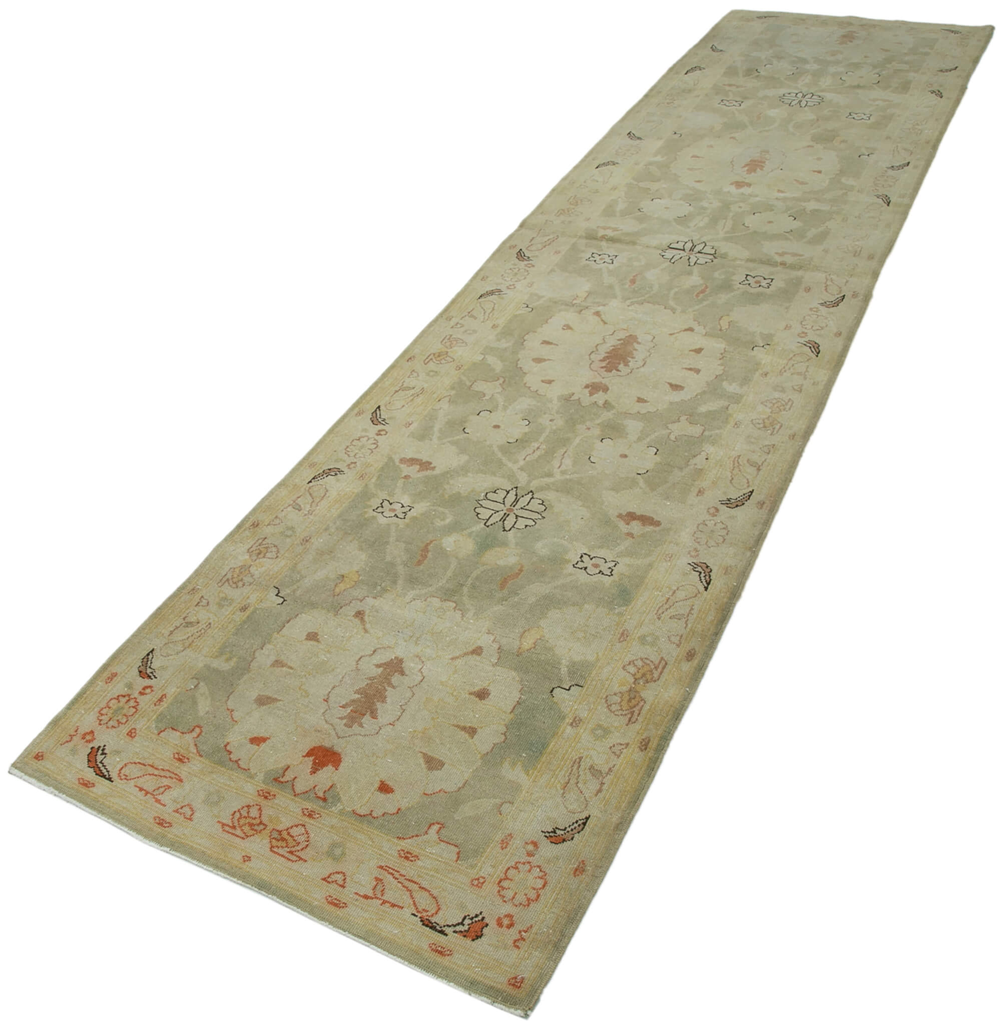 Handmade Wool Area Rug – Authentic Tebriz Turkish Classic Beige Carpet 2'11''x12'4''