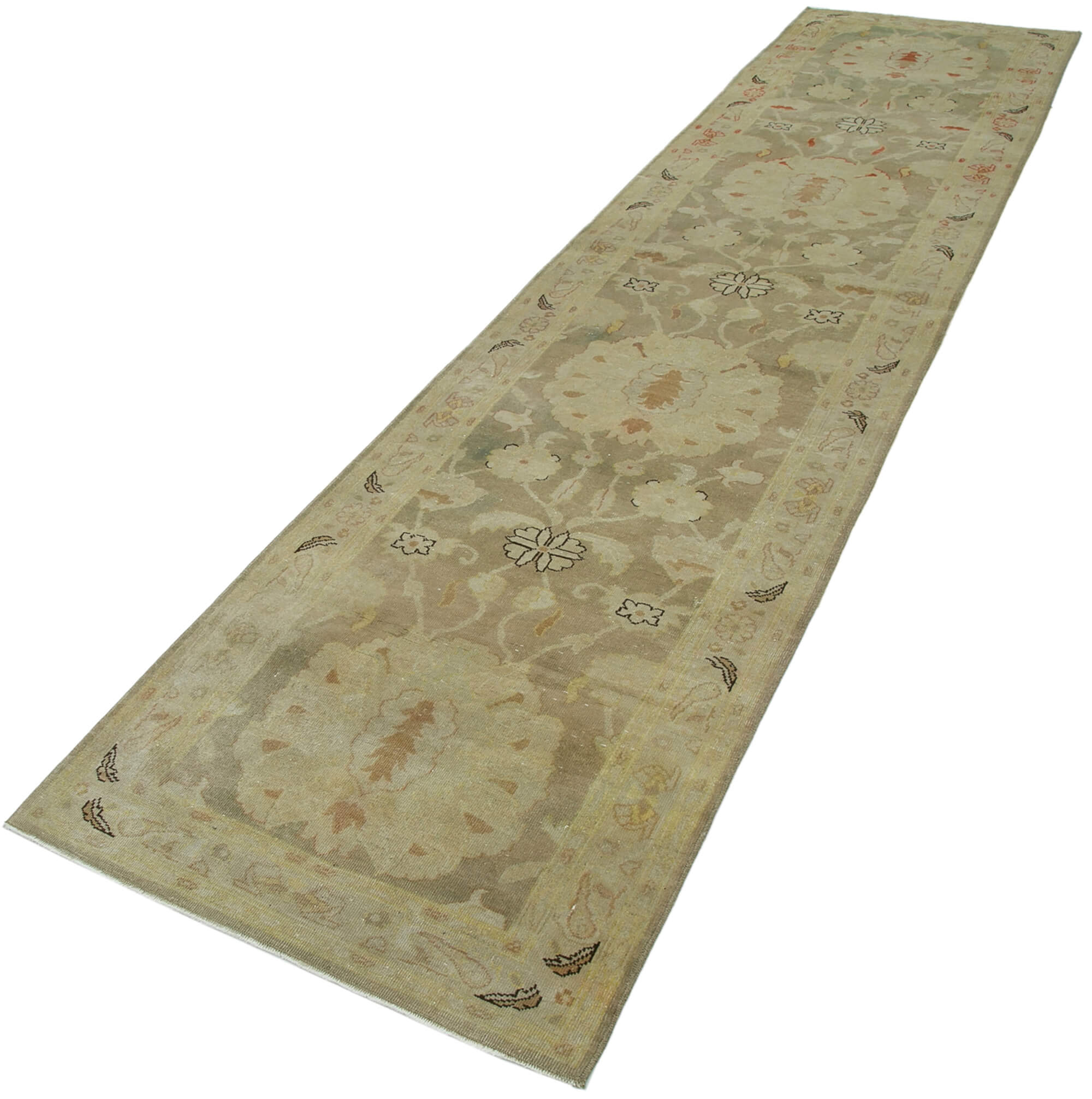 Handmade Wool Area Rug – Tebriz Classic Beige Cotton Wool Blend Carpet 2'11''x11'10''