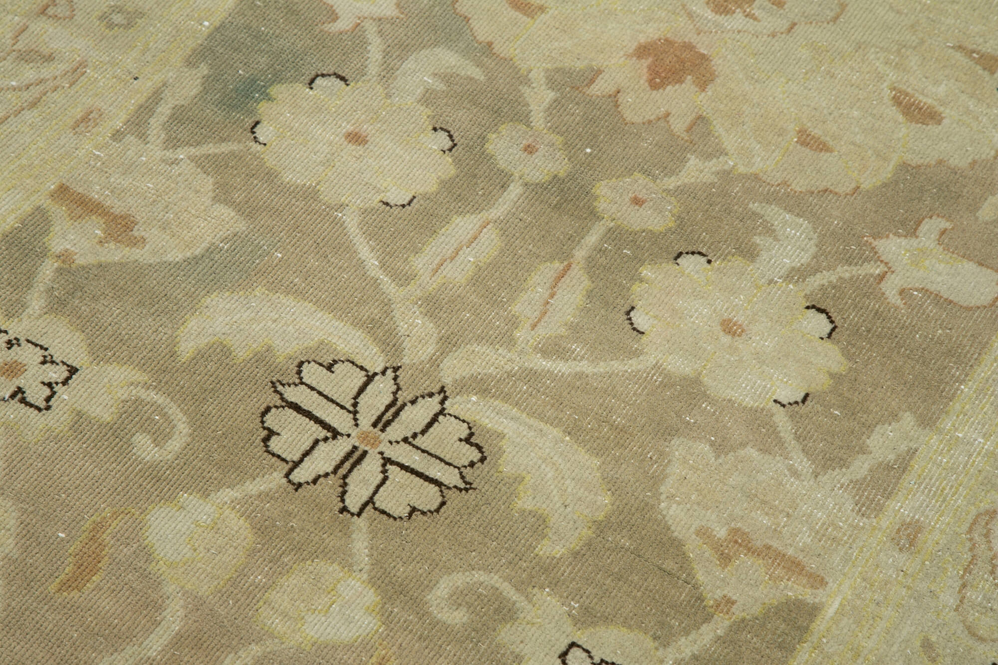 Handmade Wool Area Rug – Tebriz Classic Beige Cotton Wool Blend Carpet 2'11''x11'10''