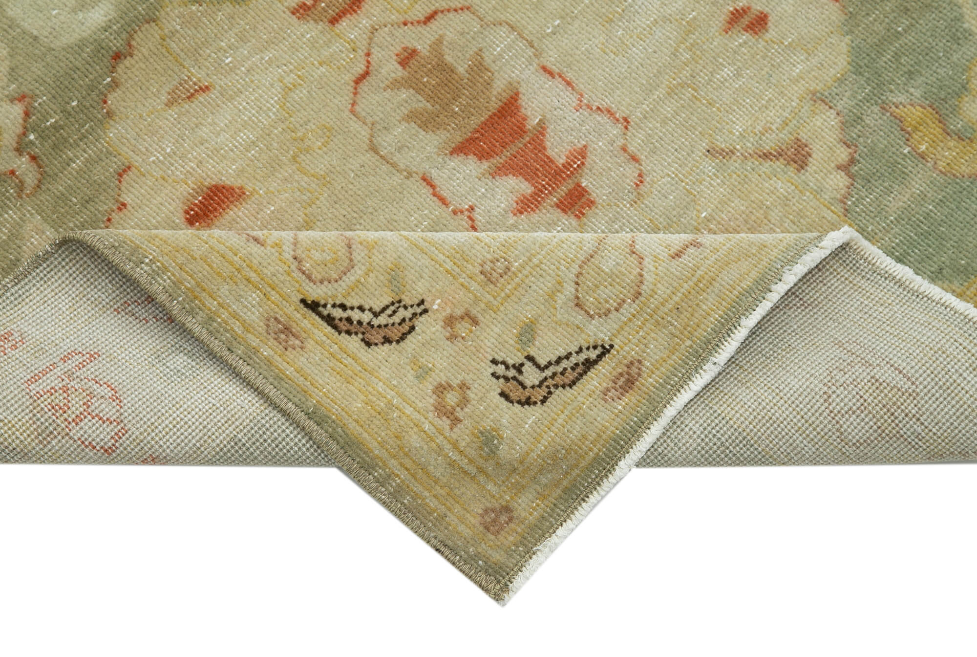Handmade Wool Area Rug – Tebriz Classic Beige Cotton Wool Blend Carpet 2'11''x11'10''