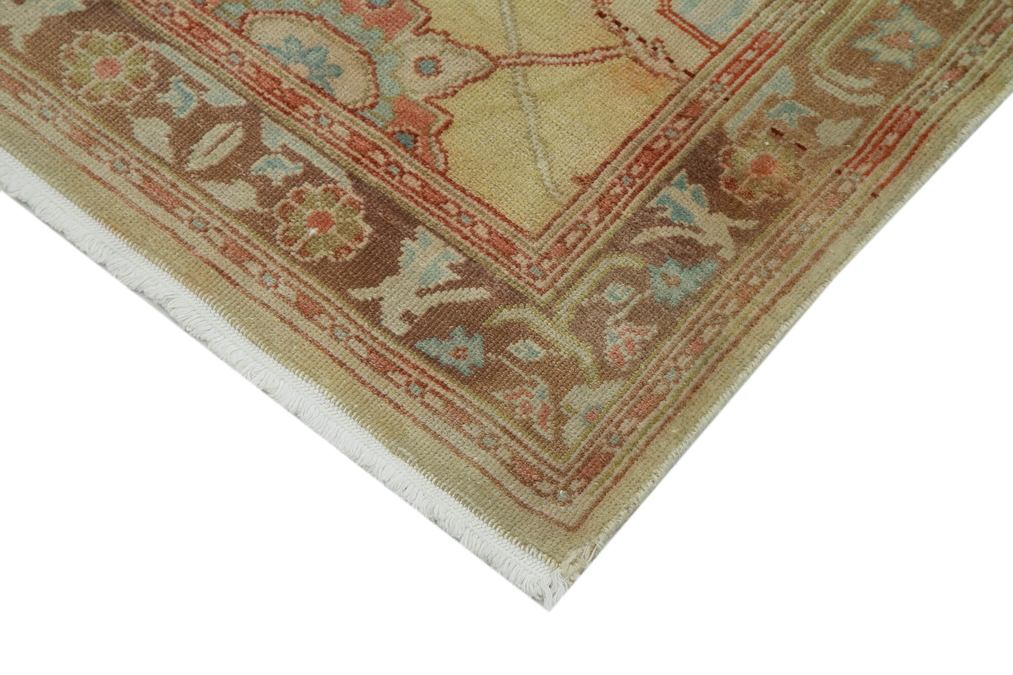 Handmade Wool Area Rug – Tebriz Classic Beige Cotton Wool Runner 2'5''x13'11''