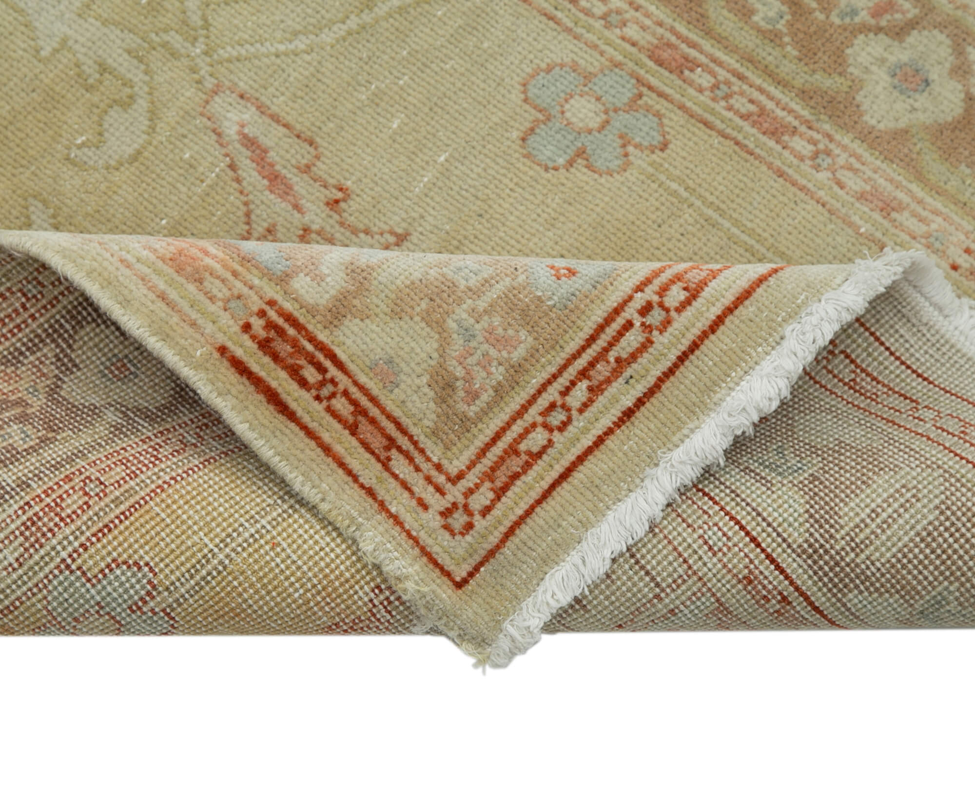 Handmade Wool Area Rug – Tebriz Classic Beige Cotton Wool Runner 2'5''x13'11''