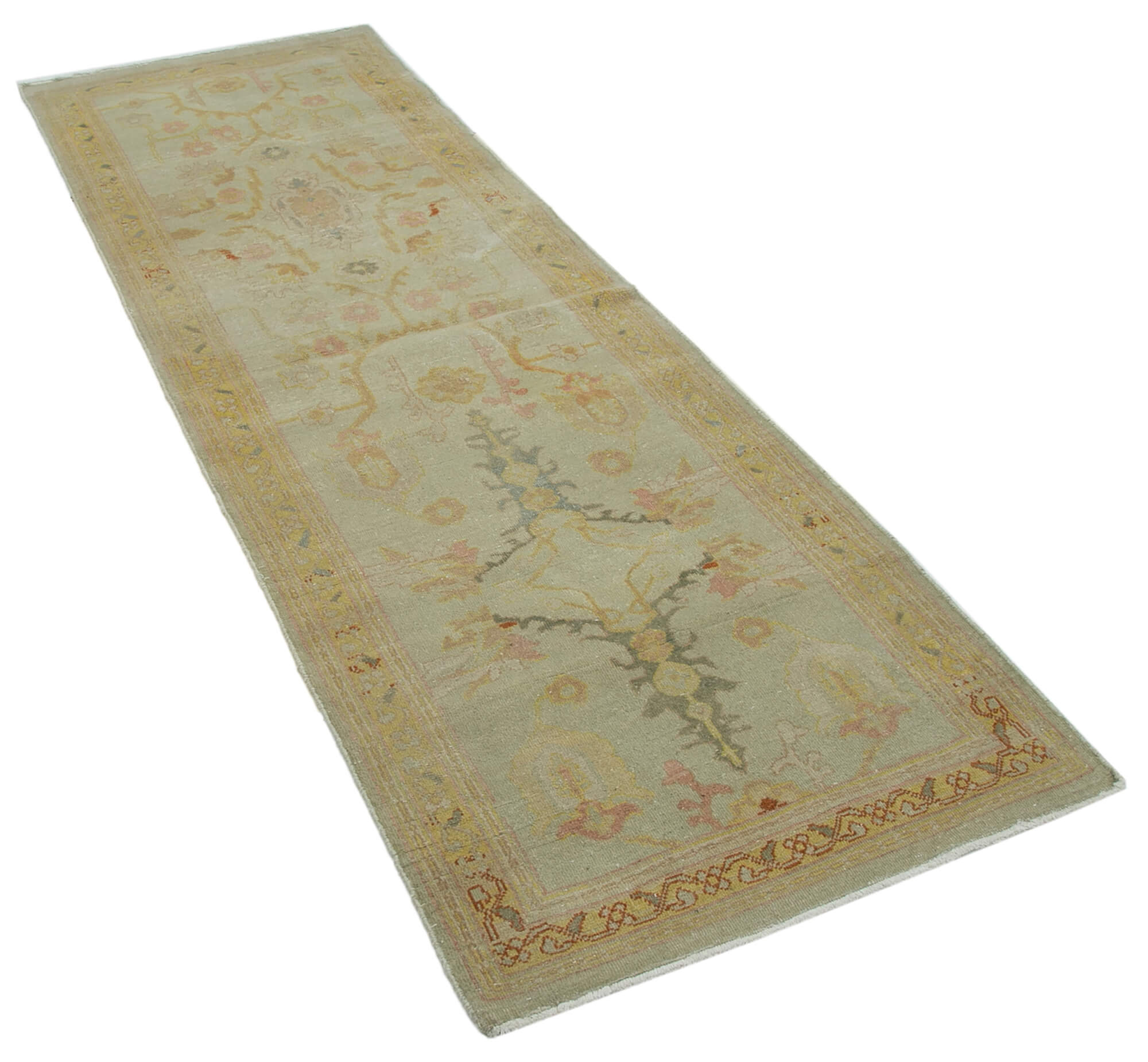Handmade Wool Area Rug - Tebriz Classic Beige Vintage Hand Knotted Carpet 2'7''x7'10''