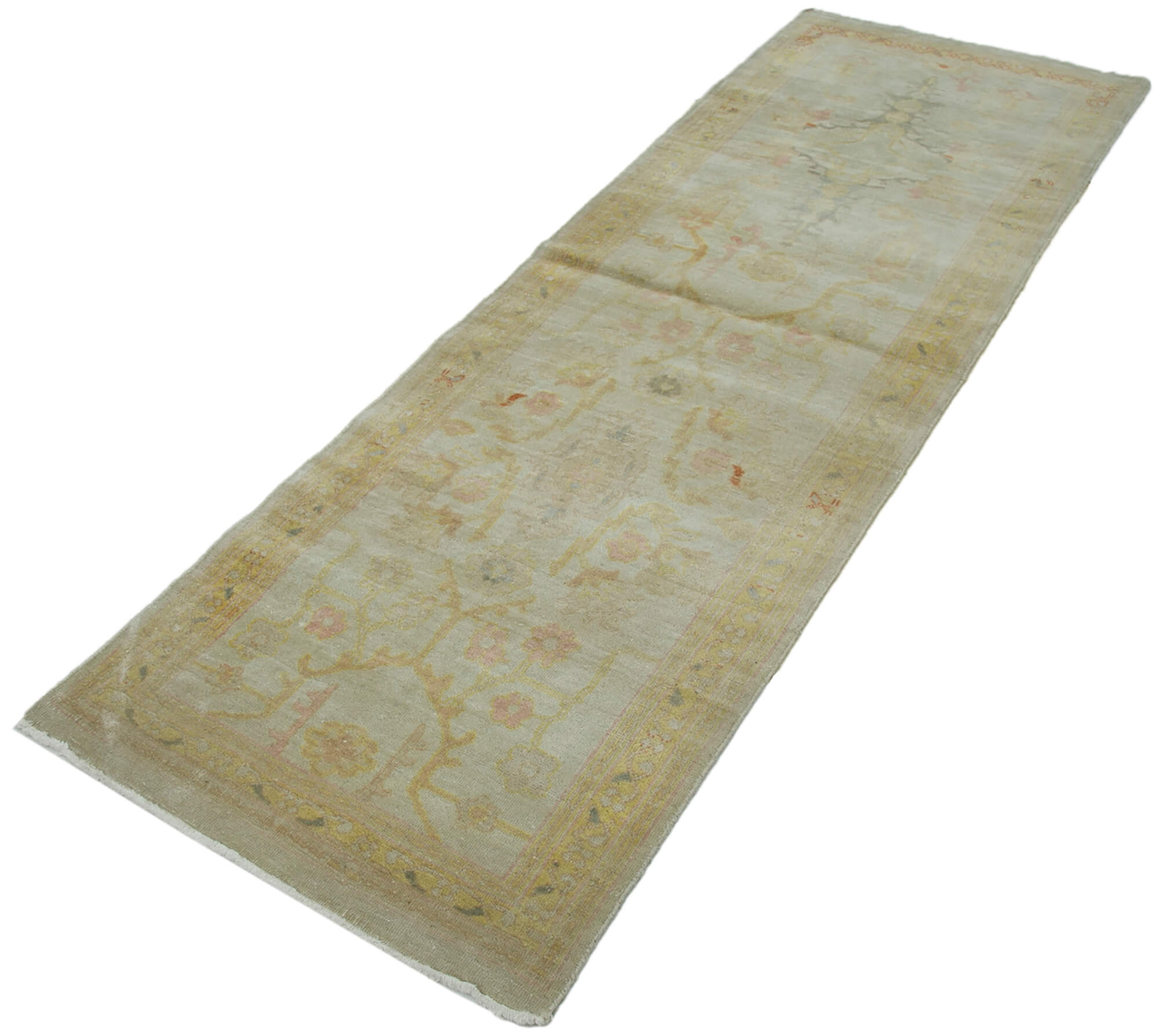 Handmade Wool Area Rug - Tebriz Classic Beige Vintage Hand Knotted Carpet 2'7''x7'10''