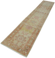 Handmade Wool Area Rug – Classic Cotton Rug Beige Runner 2'4''x13'7''