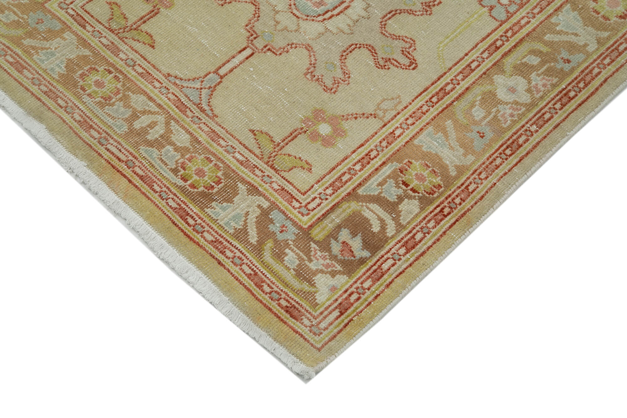 Handmade Wool Area Rug – Classic Cotton Rug Beige Runner 2'4''x13'7''