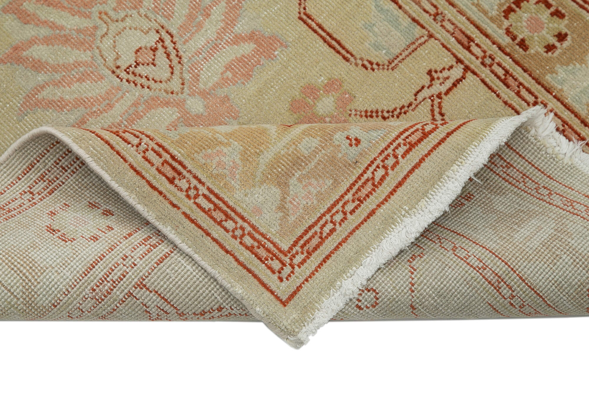 Handmade Wool Area Rug – Classic Cotton Rug Beige Runner 2'4''x13'7''