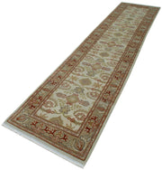 Handmade Wool Area Rug – Classic Beige Carpet, Turkish Vintage Rug 2'6''x11'8''