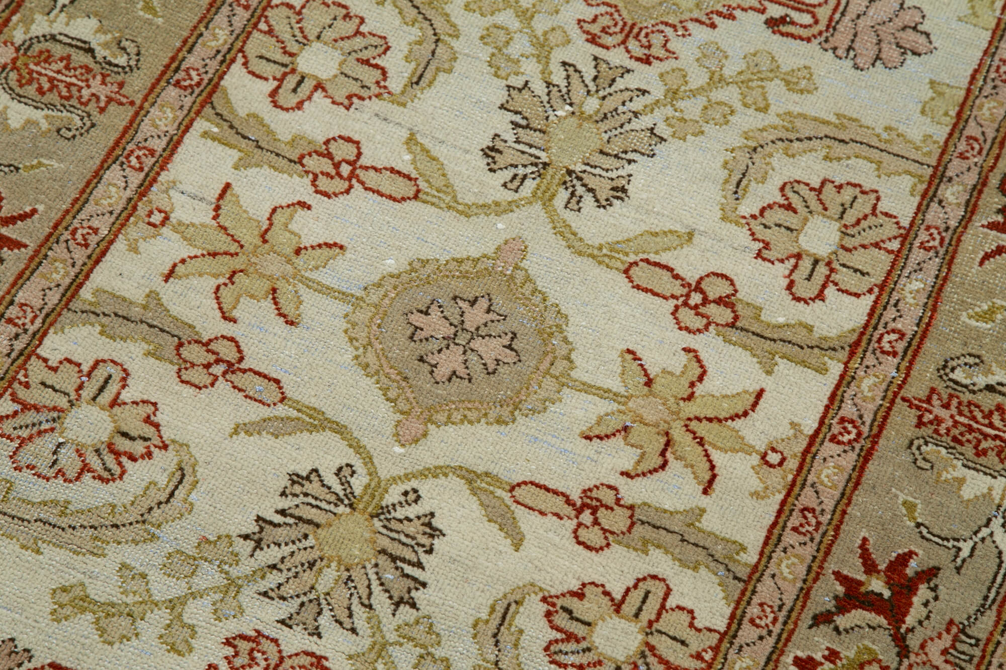 Handmade Wool Area Rug – Classic Beige Carpet, Turkish Vintage Rug 2'6''x11'8''