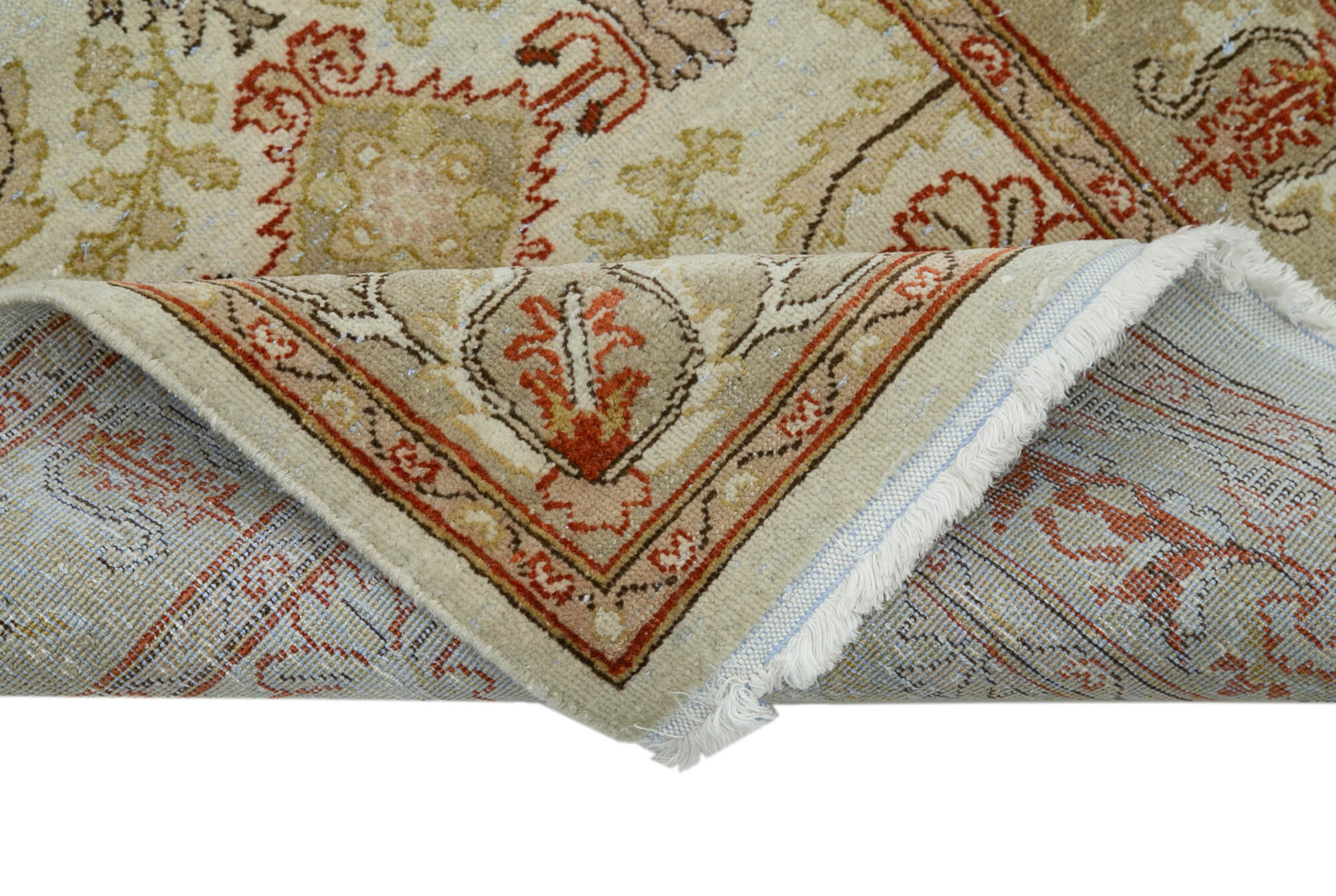 Handmade Wool Area Rug – Classic Beige Carpet, Turkish Vintage Rug 2'6''x11'8''