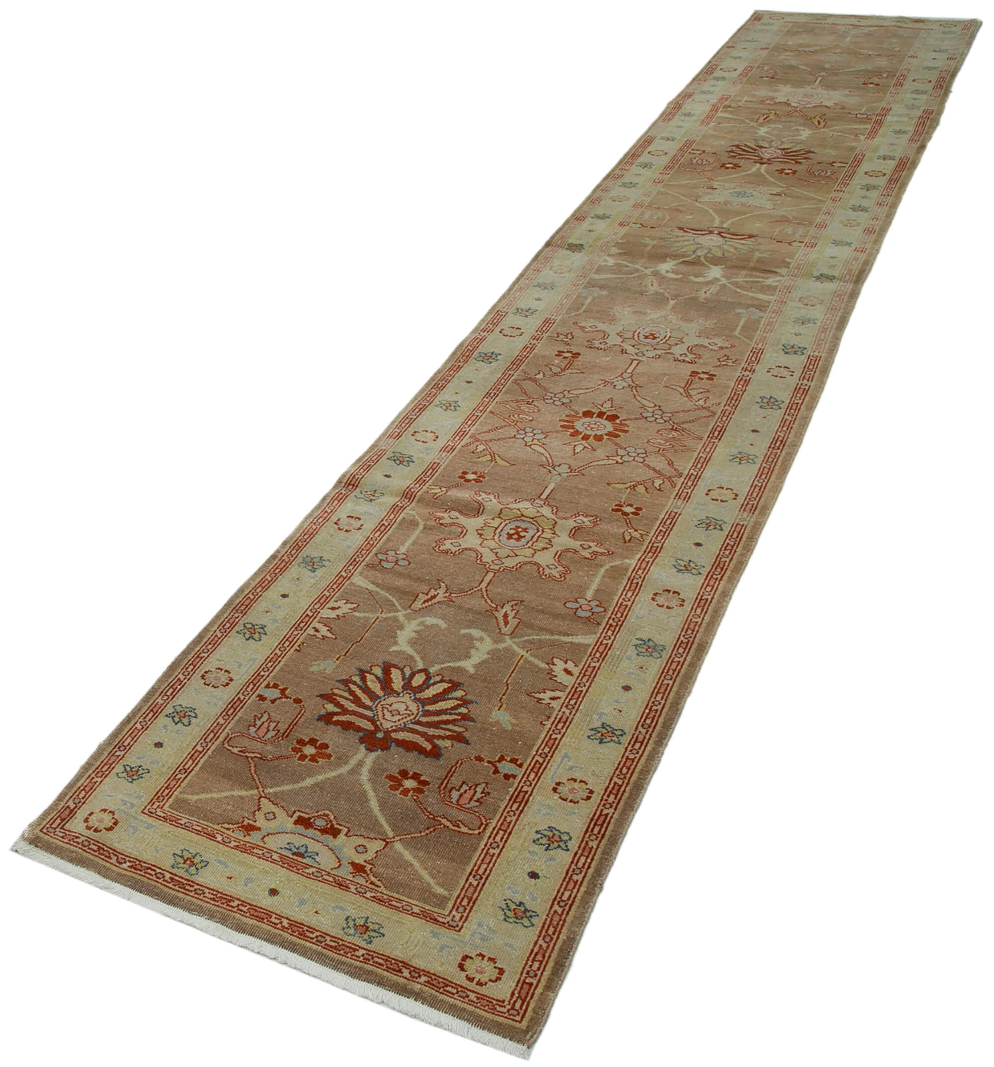 Handmade Wool Area Rug | Tebriz Classic Beige Cotton & Wool Runner 2'6''x13'5''