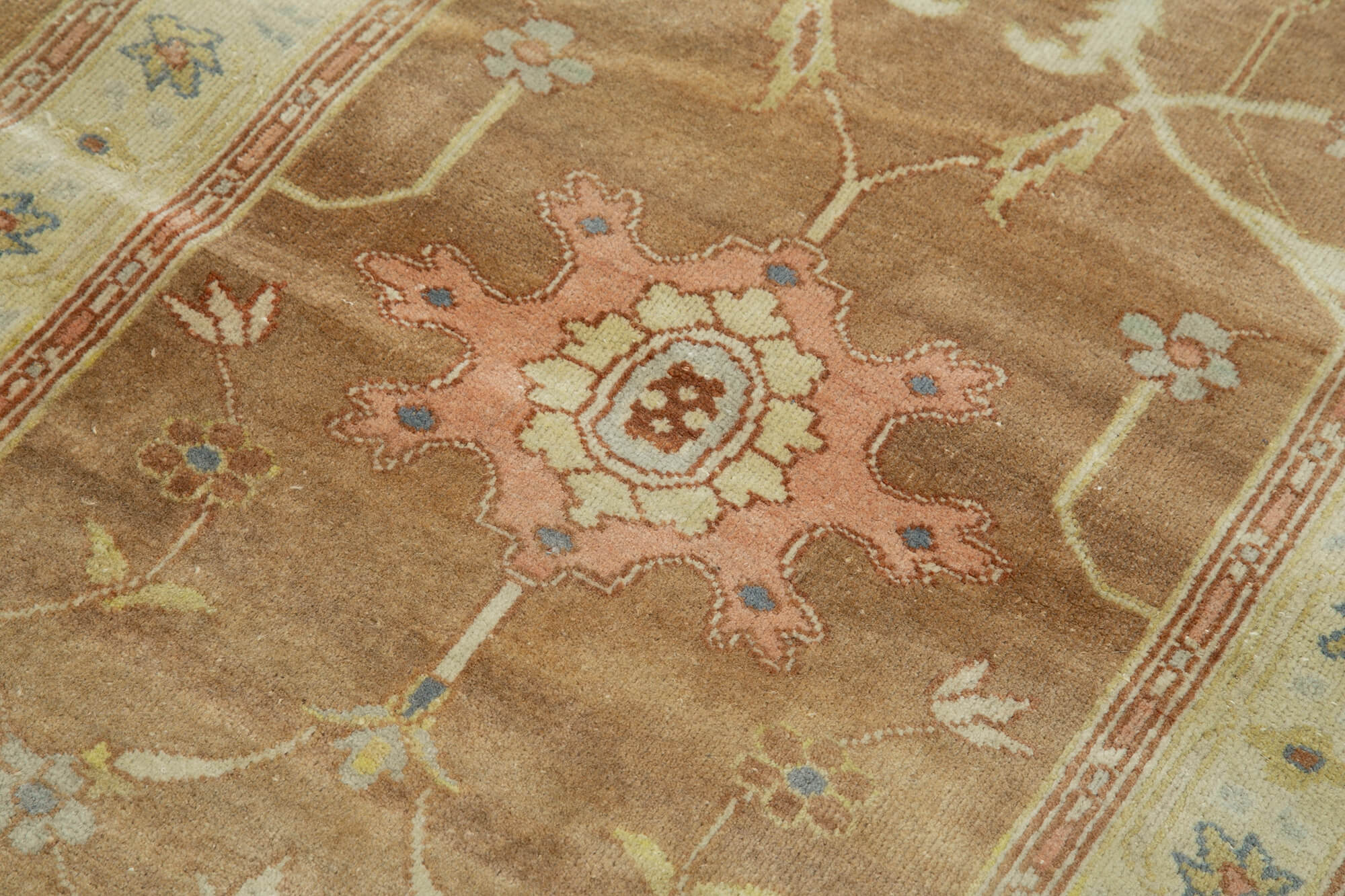 Handmade Wool Area Rug - Tebriz Classic Beige Cotton Wool Rug 2'6'' x 13'7''