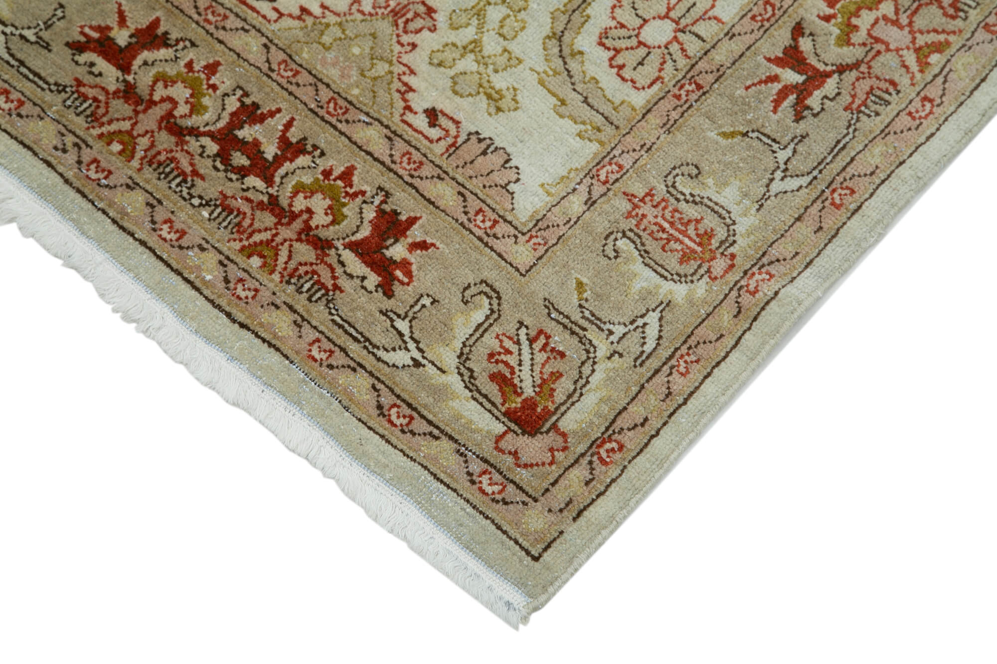 Handmade Wool Area Rug – Tebriz Classic Beige Cotton Wool Runner 2'5''x13'11''