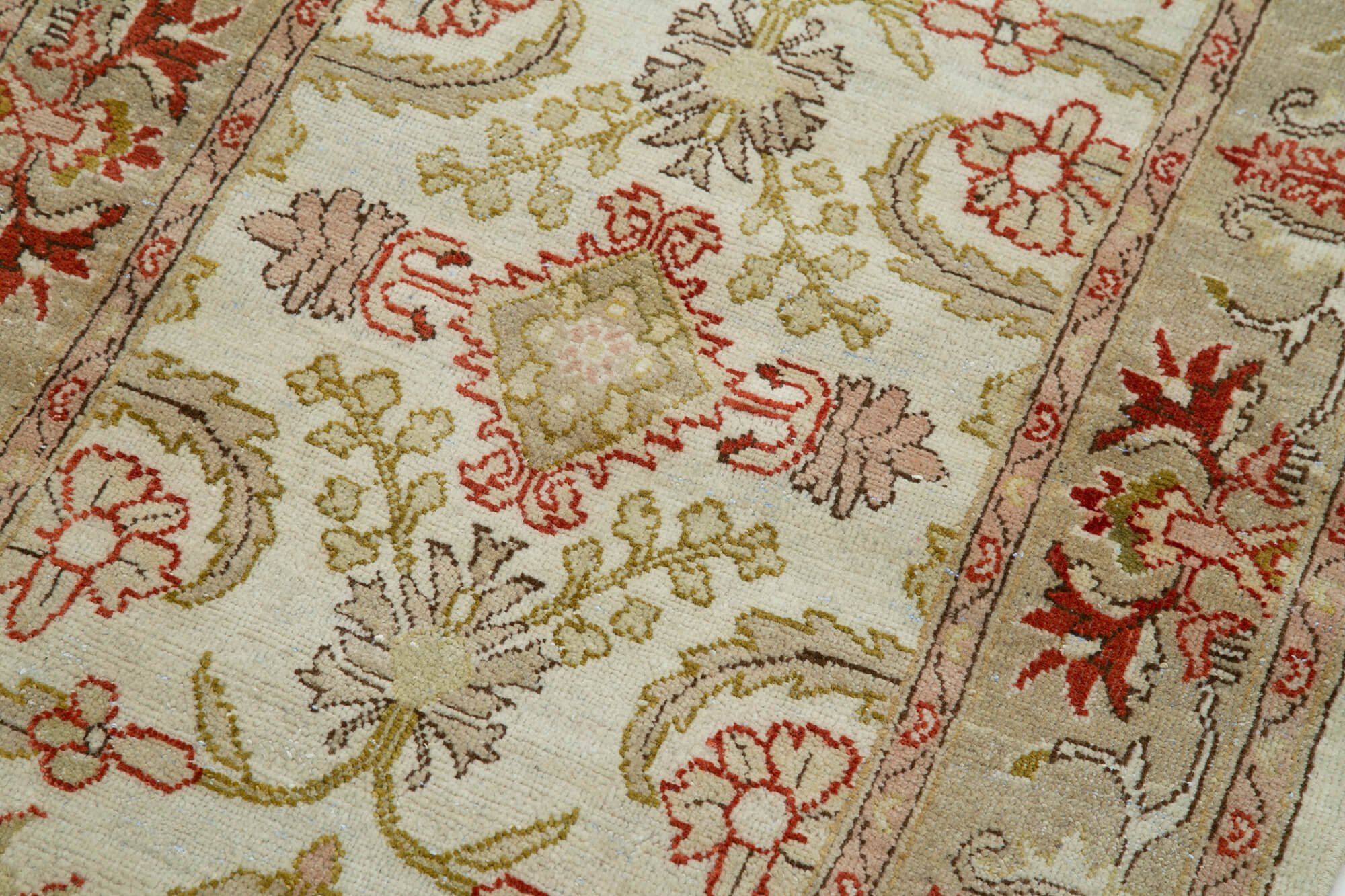 Handmade Wool Area Rug – Tebriz Classic Beige Cotton Wool Runner 2'5''x13'11''