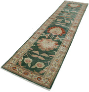 Handmade Area Rug – Tebriz Green Classic Wool Cotton Vintage Carpet 2'10''x12'