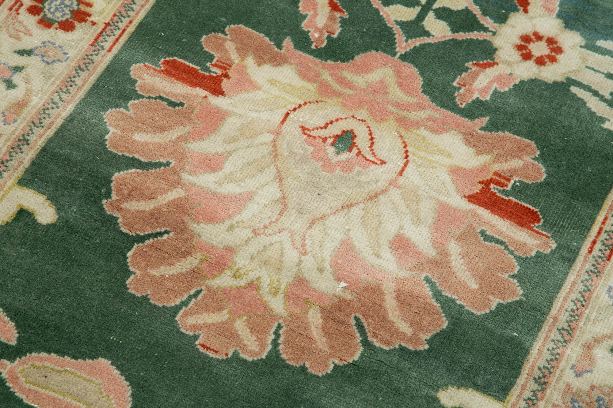 Handmade Area Rug – Tebriz Green Classic Wool Cotton Vintage Carpet 2'10''x12'
