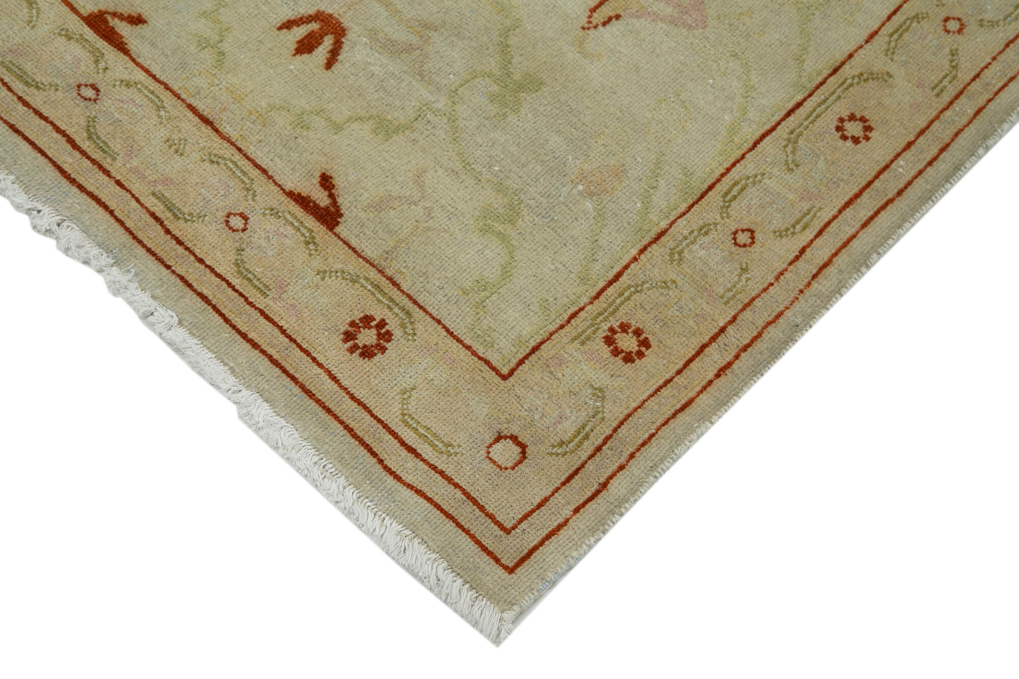 Handmade Wool Area Rug – Classic Beige Neutral Color Rug 2'7''x10'1'' Cotton Wool Blend