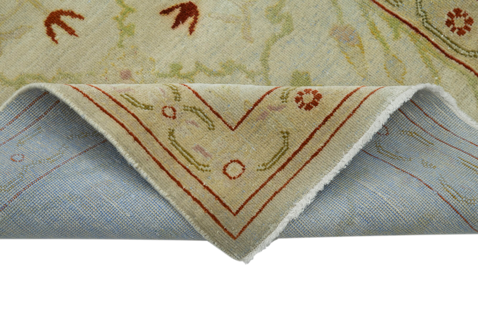 Handmade Wool Area Rug – Classic Beige Neutral Color Rug 2'7''x10'1'' Cotton Wool Blend