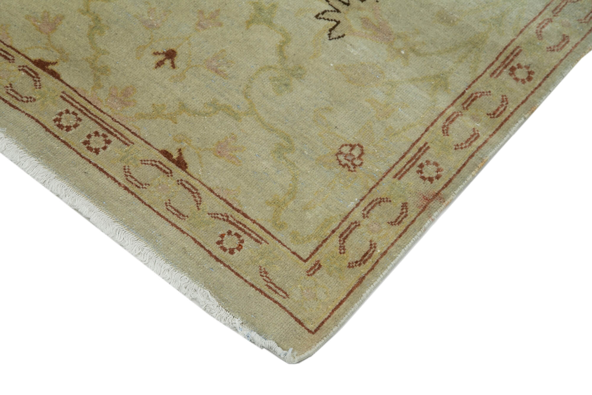 Handmade Wool Area Rug - Tebriz Beige Classic Cotton Rug 2'7'' x 10'8'' Vintage Wool Carpet