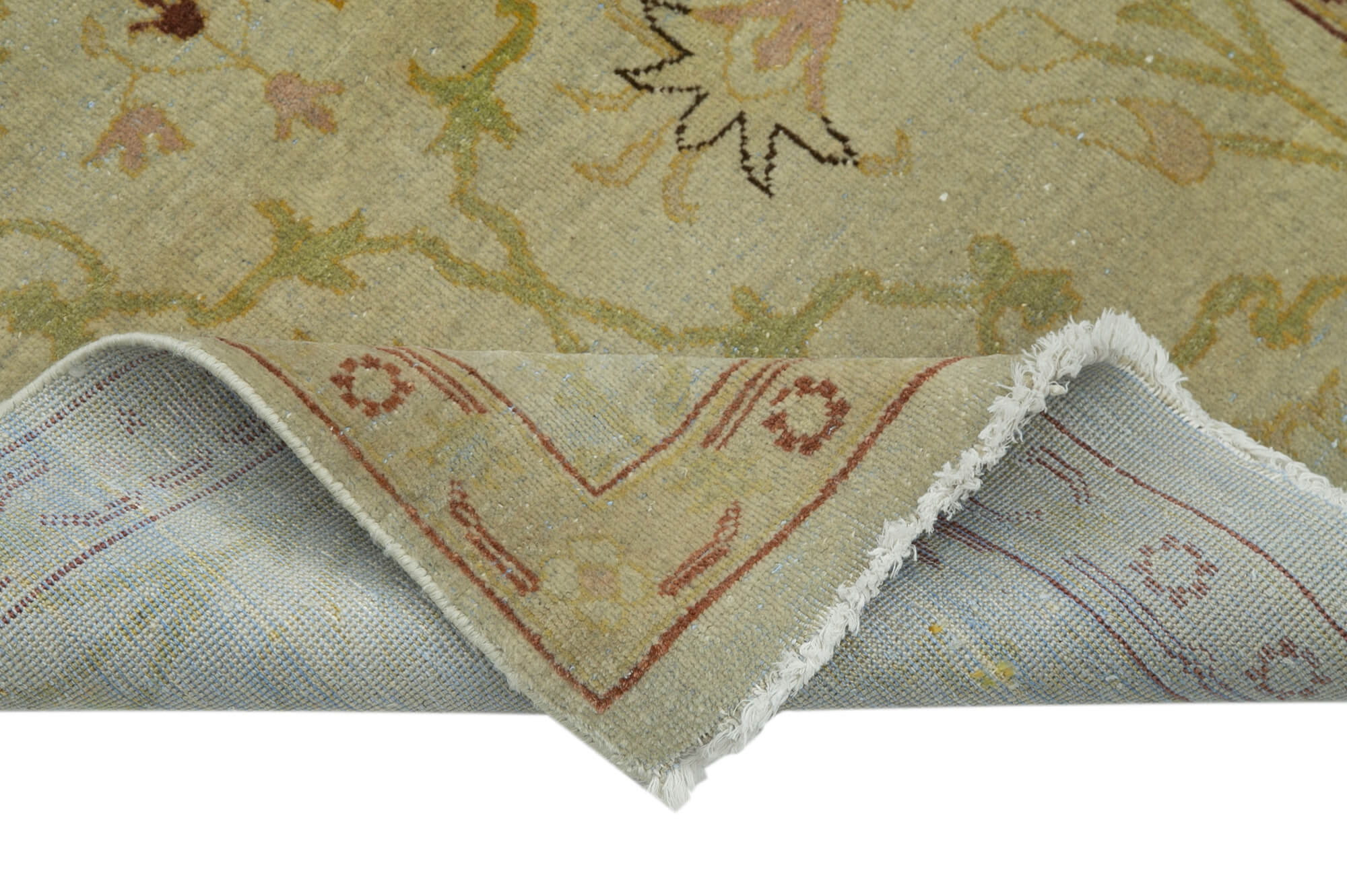 Handmade Wool Area Rug - Tebriz Beige Classic Cotton Rug 2'7'' x 10'8'' Vintage Wool Carpet