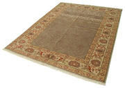 Handmade Wool Area Rug – Tebriz Classic Brown Cotton Wool Carpet 5'9''x7'9''
