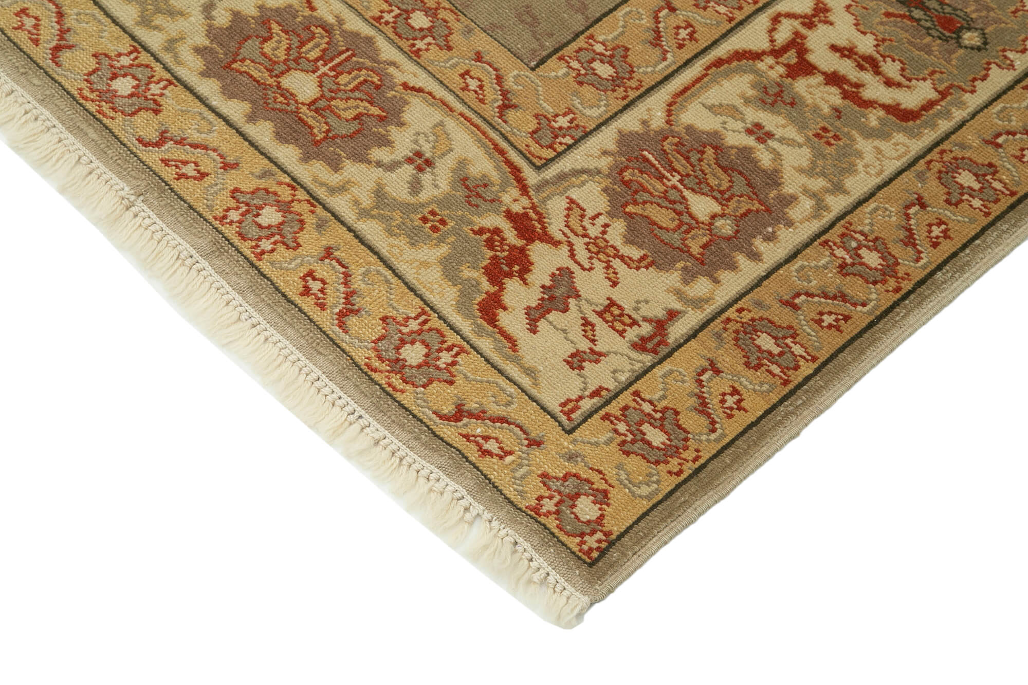 Handmade Wool Area Rug – Tebriz Classic Brown Cotton Wool Carpet 5'9''x7'9''