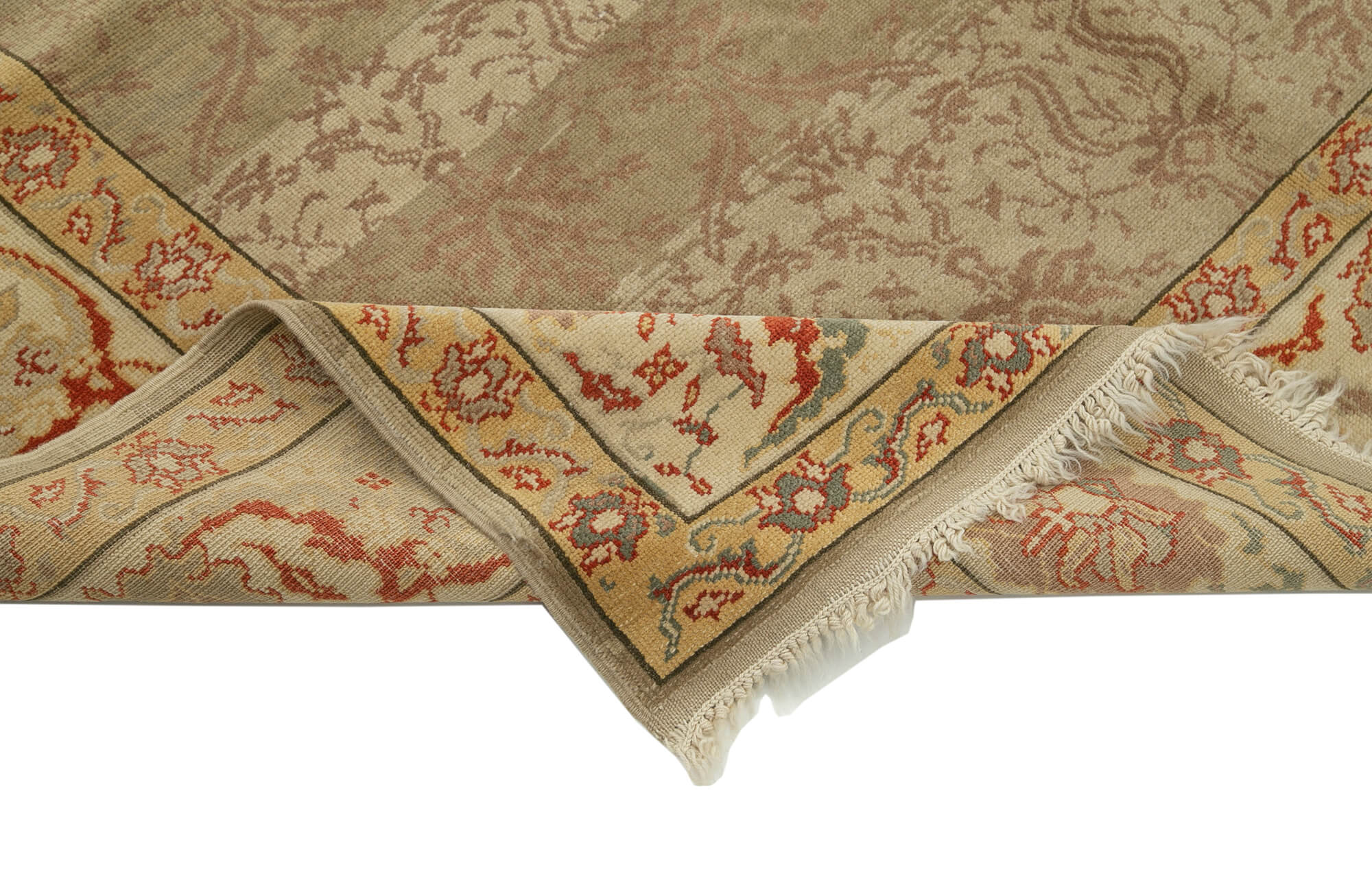Handmade Wool Area Rug – Tebriz Classic Brown Cotton Wool Carpet 5'9''x7'9''
