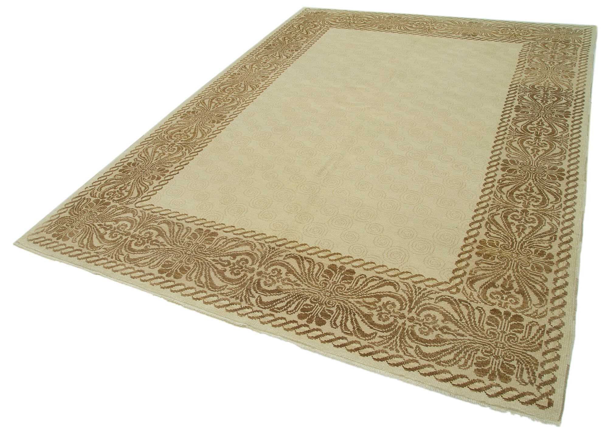 Handmade Wool Area Rug – Classic Beige Cotton Wool Rug 6'11'' x 9'8'' by Agacan