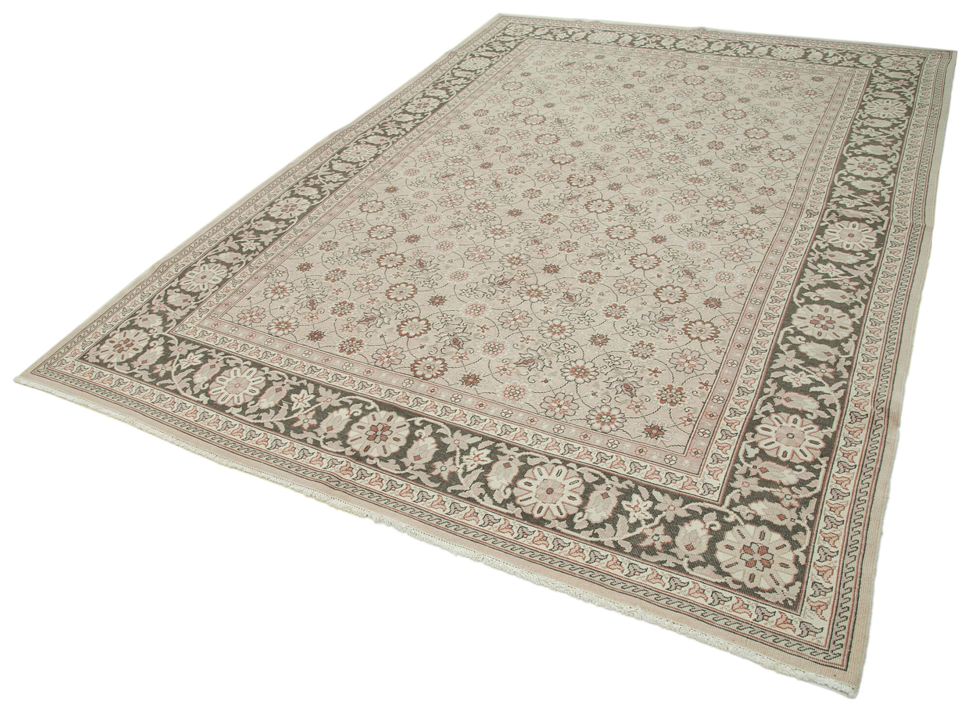 Handmade Wool Area Rug – Tebriz Grey Classic Cotton Rug 7'2''x10'6'' by Agacan