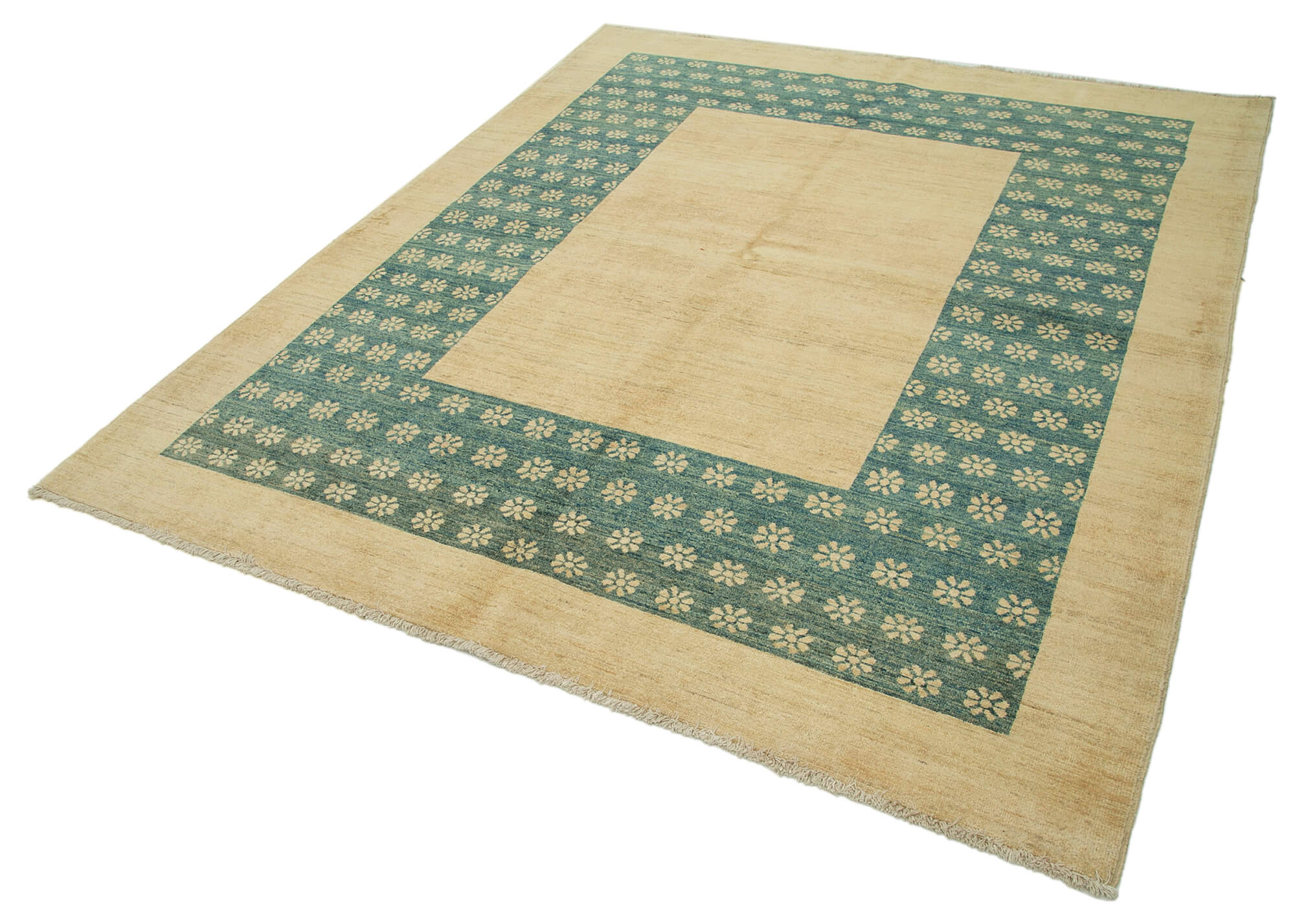 Handmade Wool Area Rug – Classic Beige Cotton Wool Rug 6x8 ft Durable Floor Covering
