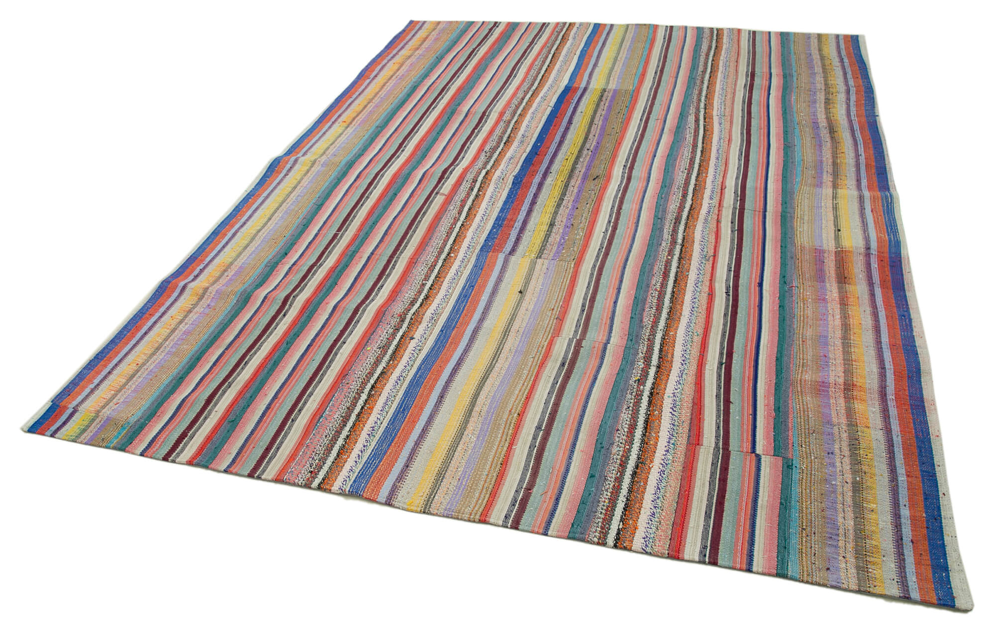 Handmade Patchwork Rug - Kirk Yama Grey Cotton Wool 7x10 Feet Carpet