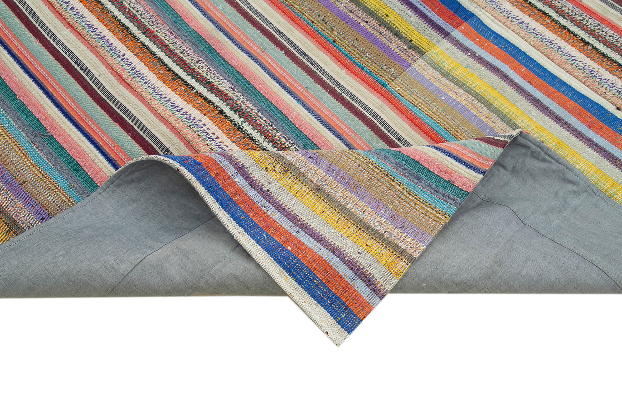 Handmade Patchwork Rug - Kirk Yama Grey Cotton Wool 7x10 Feet Carpet