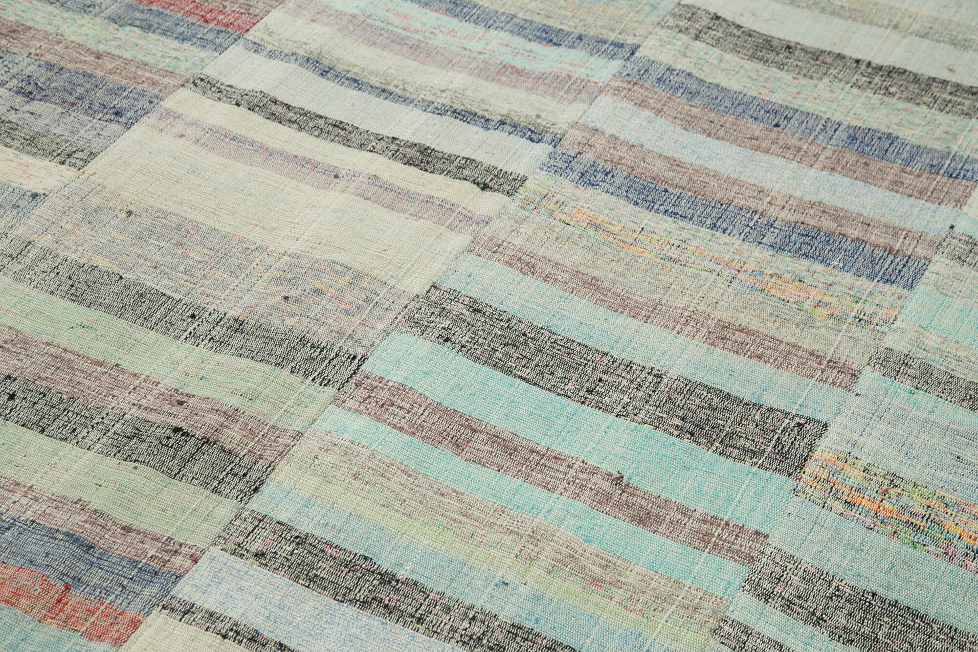 Handmade Patchwork Rug - Kirk Yama Grey Cotton Wool Vintage Area Rug 5'11''x9'8''