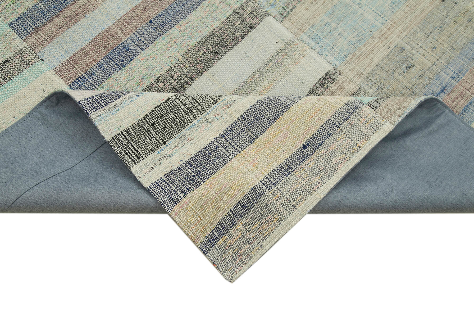 Handmade Patchwork Rug - Kirk Yama Grey Cotton Wool Vintage Area Rug 5'11''x9'8''