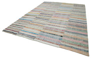Handmade Patchwork Rug - Kirk Yama Beige Cotton Wool Rug 9'1'' x 12'10'' Classic Woven Style