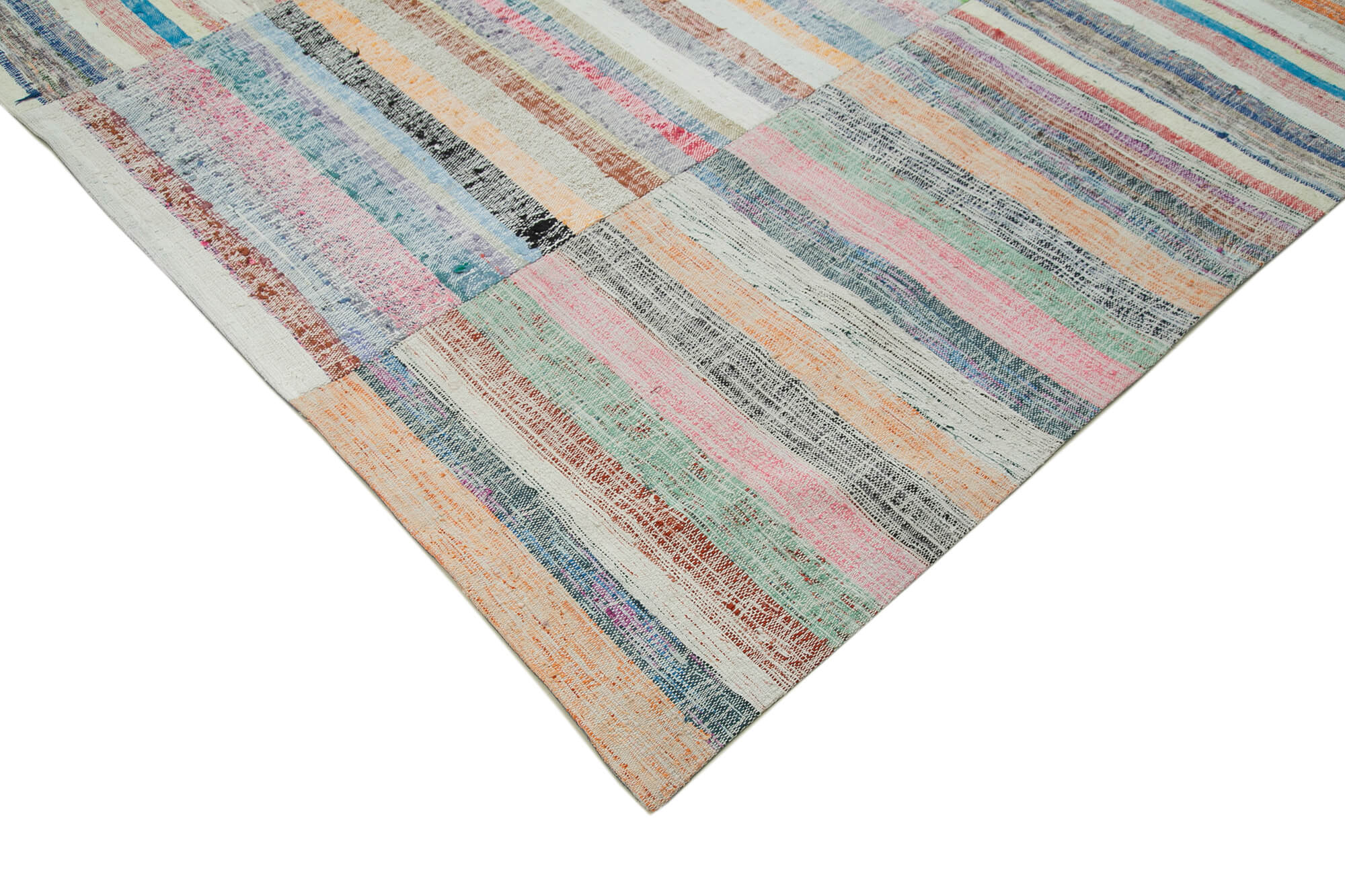 Handmade Patchwork Rug - Kirk Yama Beige Cotton Wool Rug 9'1'' x 12'10'' Classic Woven Style