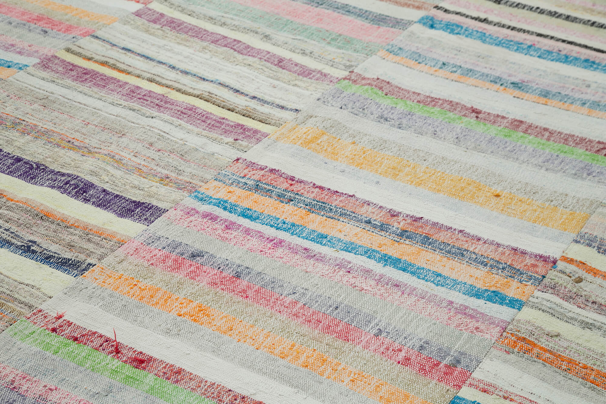 Handmade Patchwork Rug - Kirk Yama Beige Cotton Wool Rug 9'1'' x 12'10'' Classic Woven Style