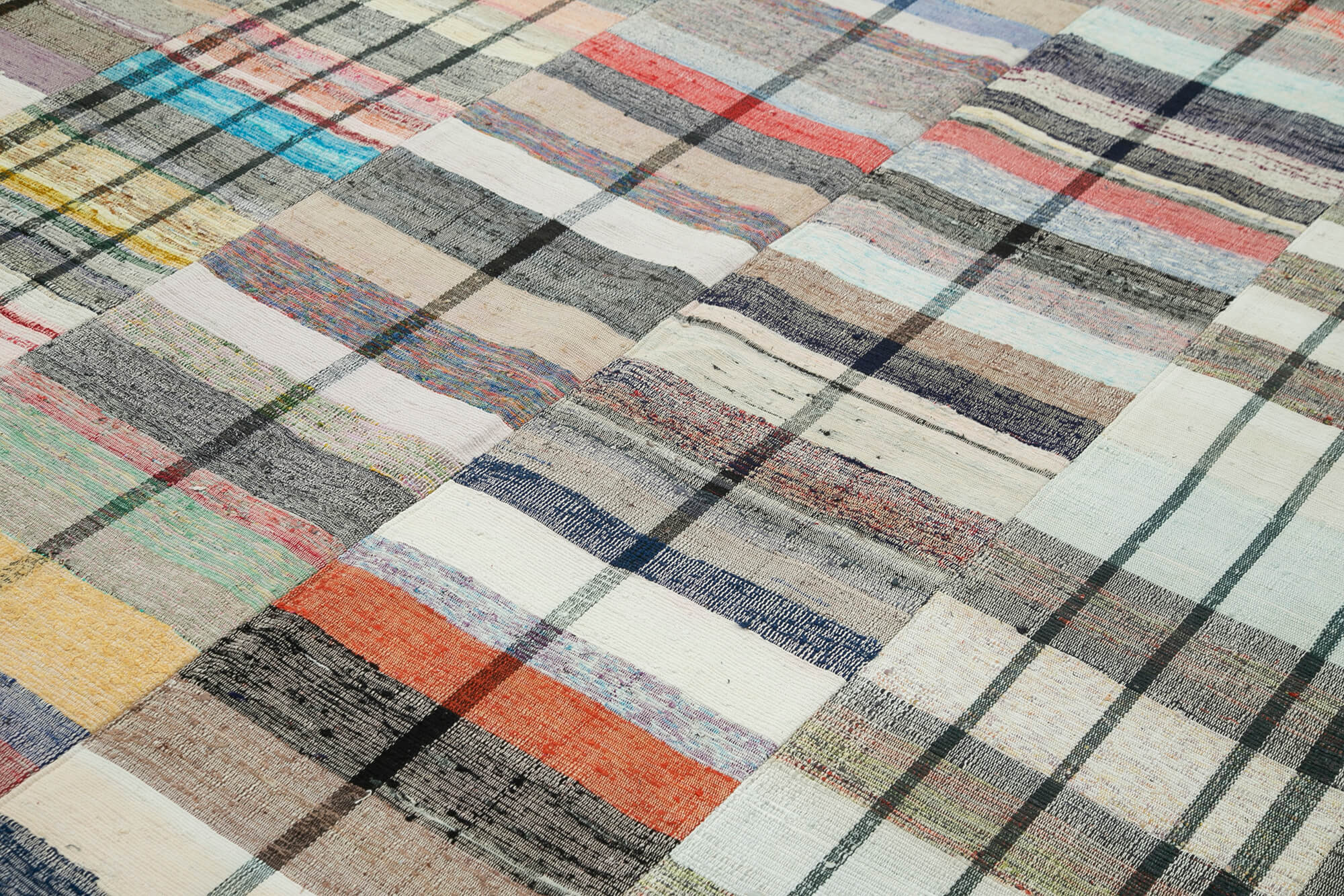 Handmade Patchwork Rug - Kirk Yama Grey Cotton Wool Area Carpet 8'6''x12'2''